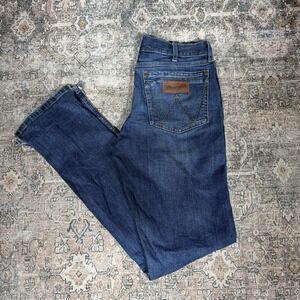 Wrangler Retro Slim Straight Blue Denim Jeans 30x36 Modern Western Cowboy Fit